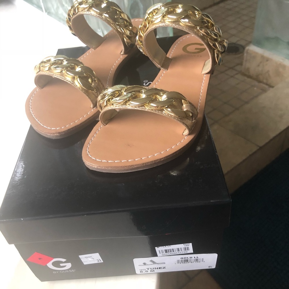 Guess Gold Chain embellished Slides